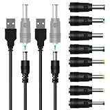 Vogourfify USB 電源ケーブル 8 in 1 DC 5V2A 電源ケーブル USB-丸口 変換プラグ付き DC充電コード 5.5x2.5/5.5x2.1mm 5V/2.0A 扇風機 ナイトライトルーターなどに適用 コネクタアダプタ (2本+8変換プラグ)