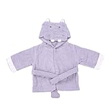 PUERI ベビーバスローブ　子供バスタオル キッズ　赤ちゃん　ベビー タオル生地　カバ　可愛い　フード付き　出産祝い　新生児　（0-18ヶ月）