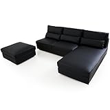 ソファ ソファー カウチソファ スツール 3人掛け ポケットコイル PUレザー ブラック