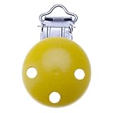 ウッド　赤ちゃん　幼児の幼児の　おしゃぶりダミー乳首の寒い肌のホルダー　サスペンダーのクリップ　黄色い