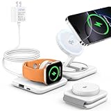RORRY ワイヤレス充電器 magsafe充電器 qi2充電器[qi2公式認証 4台同時 30W ACアダプター付]アップルウォッチ充電器 折りたたみ式 充電スタンド 置くだけ 低温充 電 コンパクト USB-A+TYPE-C出力ポート搭載 ワイヤレス充電ステーション Apple Watchホルダー付 iPhone 17/16/15/14/Apple Watch 10/9/ultra2などに対応