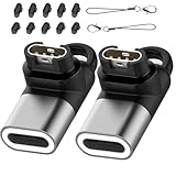 Gar-min(ガーミン)用変換アダプター（2個） L型Type-C対応 + 防塵プラグ 充電ポート用（10個）TPU素材 スマートウオッチ変換アダプター ガーミン用 変換アダプター USB Type C 変換アダプター Gar-min用 スマートウォッチ 充電ケーブル 急速充電器 vivosmart5/ForeAthlete55/venu sq2/venu2/Fenixシリーズに対応(グレー)