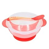 ベビー食器セット　ベビー食器　ベビーボウル　離乳食スプーン　トレーニングボウル 感温勺 　吸盤付き 碗 セット 　フタ　ブルー　ピンク　イエロー (ピンク)