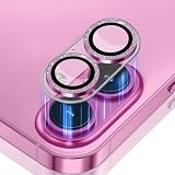 SinRenn カメラフィルム iPhone 16 5G/iPhone 16 Plus 用 カメラカバー キラキラ 9H強化ガラス アルミ合金 レンズ保護 アイフォン16/16プラス 用 カメラ保護 ピカピカ キズ防止 全面保護 耐衝撃 高透過率 黒縁取り 露出オーバー防止 簡単貼り付け 極薄 レンズカバー プロテクター カメラ保護フ (ピンク)