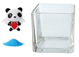 花市場直送便 ミニチュアガラス ぱんだ天使 & カラーサンド ブルー & 植え込み用グラス ニューブロックL
