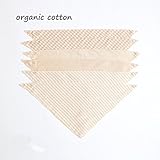 Limi べビー 赤ちゃん バンダナ ビブ 三角 スタイ オーガニックコットン 6枚組 よだれかけ スナップボタン式 ナチュラル 女の子 男の子 チェック ボーダー柄 (B)