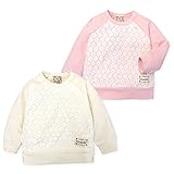 ベビー服 女の子 トレーナー UZULAND 長袖 レース スナップボタン付 ベビー (2.ピンク/80cm)