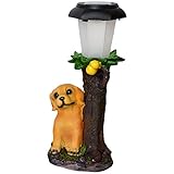虹色に光る かわいい ソーラー LED ガーデン ライト 子犬 レトリバー