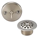 Designers Impressions 615618 Satin Nickel Bath Tub Bathtub Trip Lever Drain and Overflow Trim Kit [並