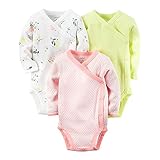 carter's　カーターズ ボディスーツ　3枚　サイドスナップ　セット　ロンパース　ベビー服 カバーオール　肌着 (9Ｍ(9ヶ月), フラワー/イエロー)