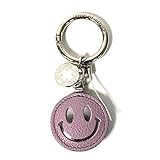 [サロン・ド・アルファード] スマイル レザー チャーム バッグチャーム キーホルダー キーリング カラビナ ニコちゃん 可愛い (ラベンダー)