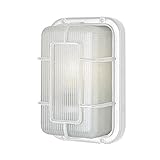 Transglobe Lighting PL-41101 WH Outdoor Bulkhead Fixture with Frosted Polycarbonate Shade, White Fin