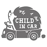 imoninn CHILD in car ステッカー　【シンプル版】　No.37　ハリネズミさん　（シルバーメタリック）