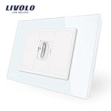 LIVOLOホワイトクリスタルガラスパネル、1 Gang HDMIソケット/コンセントプラグアダプタなし,CE認証、-C91HD-11