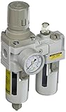 PneumaticPlus SAU3010M-N03G 2 Piece Compressed Air Filter Regulator Lubricator Combination, 3/8 Pipe