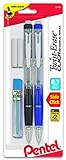 Pentelツイスト消去クリック自動鉛筆消しゴムwith 2 Refills and Lead , Assortedバレル、 0.7 mm
