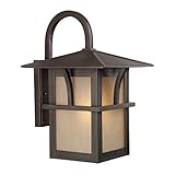 Sea Gull Lighting 88882-51 Outdoor Sconce with Etched Hammered with Light Amber?Glass Shades, Statua