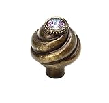 Carpe Diem Hardware 868-3VL Cache Large Knob Made with Swarovski Element, Antique Brass, 1-1/4-Inch 
