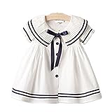 WIN　ワンピース　ドレス　ガールズ　女児　女の子　ジュニア　セーラー　セーラー襟　マリン　 海軍風　子供　子供ワンピース　子供ワンピ　子供服　 (140cm, ホワイト)
