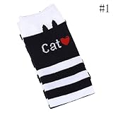 Nice Days（ナイス　ディズ） 靴下 女の子 キッズソックス オーバーニーソックス 子供用ハイニーソックス 可愛い 猫柄 綿製 42cm (4#)