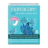 natracare ナトラケア 生理用ナプキン オーガニック ウルトラパッド スーパープラス ふつう～多い日用 羽なし 12枚入り スリム 薄型 敏感肌 プラスチックフリー NC3117