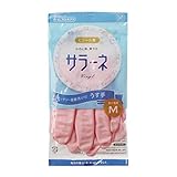ビニール製手袋 はめ心地、爽やかサラーネ 薄手 Mサイズ ピンク