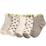 ルテンズ（Lutents）ベビー 赤ちゃん ソックス 新生児用 5足入 子供用 出産祝い 男女兼用 靴下 通気性抜群 柔らかい ムール用 外用 通園 通学　春夏秋冬 歩行練習用 トレンカ 練習 トレー