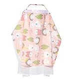 授乳カバー, KUCI® 綿100％ 授乳ケープ ポンチョ 授乳ストラップ付き 出産祝い 多用途フレキシブルラージ& 広々 360度安心 (Pink)