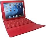 【HAIKAU】 新しいiPad iPad2専用 無線式 キーボード内蔵ソフトレザーケース【英語キーボード】 レッド Bluetooth keyboard for ipad2 日本語操作説明書付き Red