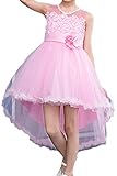 (アイビードレシング) Ivydressing 子供ドレス パーティードレス ウェディング フラワーガールドレス ジュニアドレス 披露宴 発表会 演奏会 ガールズ 前短後長 多色-110-ピンク