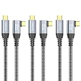 ZeroneTeck USB C - USB Cケーブル (6.6フィート 3本パック) 4K USB Cモニターケーブル 直角 UHD USB Type C ビデオ出力 20Gbps 100W 急速充電 MacBook Dell LG HP KYY ARZOPA ForHelp ブラック