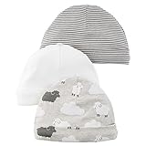 Carter's(カーターズ) ベビーキャップ3枚組(ひつじ雲/ボーダー/オフホワイト)【0-3M/新生児用】 0-3ヶ月 [並行輸入品]