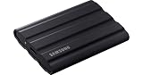 Samsung T7 シールド ポータブル SSD 1TB - USB 3.2 Gen.2 外付けSSD ブラック (MU-PE1T0S/EU)。