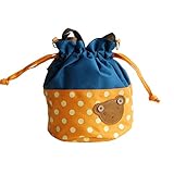 [クマ-オレンジ] Blanchoアップリケキッズファブリックアートバケットバッグ/お弁当ランチボックス/買い物バッグ（19.81cm*14.48cm*16.00cm）