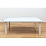 フリーローテーブル ( 作業台 PCデスク センターテーブル ) 【90cm×45cm】 天板厚3cm ホワイト ( 白 )