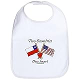 CafePress Pride 2 countries; 1 heart Chile Bib - Standard Cloud White by CafePress