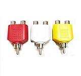 SUNNY RCA/ピン端子 2分配アダプター 分配プラグ コンポジット3色 3個セット映像と音声ハイブリッド仕様 (オス)→(メス)2個 RCA映像端子拡張 3個セットRCA21SET3-SNY