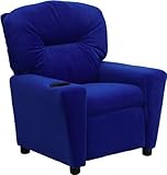 Offex OF-BT-7950-KID-MIC-BLUE-GG Contemporary Microfiber Kids Recliner with Cup Holder, Blue [並行輸入品]