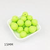 Mamimami Home シリコーン製 安全歯固め ビーズ 15MM 授乳看護用 ネックレス おしゃぶりチェーン 幼児 噛がため玩具 新生児贈り物 DIY用 円形 アクセサリー 17色選択可能 50