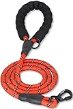 Wagoo 犬 リード 持ちやすい スポンジハンドル 丈夫 ロープ 1.5m 小型犬 中型犬 大型犬用リード しつけ 訓練 伸縮 (太さ0.8cm/S, レッド)