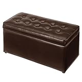 スツール ベンチ 収納 ボックス 足置き 完成品 オットマン 物入れ 幅77×高さ37cm フェイクレザー ブラウン