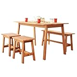 3244 ダイニング４点セット 4人用 オーク テーブル W120 スツール 2脚 ベンチ1台 ( MTS-086 MTS-089 MTS-090 )