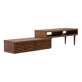 テレビ台 テレビボード Calf(カーフ) 伸縮 角度自由 木製 コーナー 42型対応 (ブラウン)