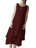 [MONFUTUR(モンフチュール)] ワンピース ノースリーブ マキシ丈 レイヤード レディース ワインレッド S