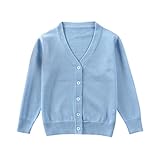 Aliciga セーター シンプル 無地 Ｖネック カーディガン 長袖 ニット (全6色) 子供服 スクール 学生 男の子 女の子 兼用 80/90/100/110/120 かわいい 柔らかい 春夏秋