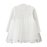 mioim ベビー服 ワンピース 長袖 女の子 ドレス 秋冬 チュニック 可愛い オシャレ チュールスカート 通園 発表会 プリンセススカート