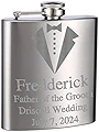 Top Shelf Flasks パーソナライズ カスタム彫刻 6オンス ステンレススチール 花婿付き添い人 タキシードフラスコ 結婚式 本物のメタルエッチングで長持ち
