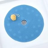 快適Foamシャワーマットwithセンタードレイン穴 ブルー 05871-1