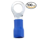 Hilitchi 100Pcs 16-14AWG Insulated Terminals Ring Electrical Wire Crimp Connectors (Blue M5) [並行輸入品]