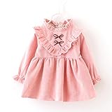 子供服　ドレス　ワンピース　女の子　幼児　ガールズ　キッズ　長袖　コットン　可愛い　長袖　春秋 (12, ピンク)